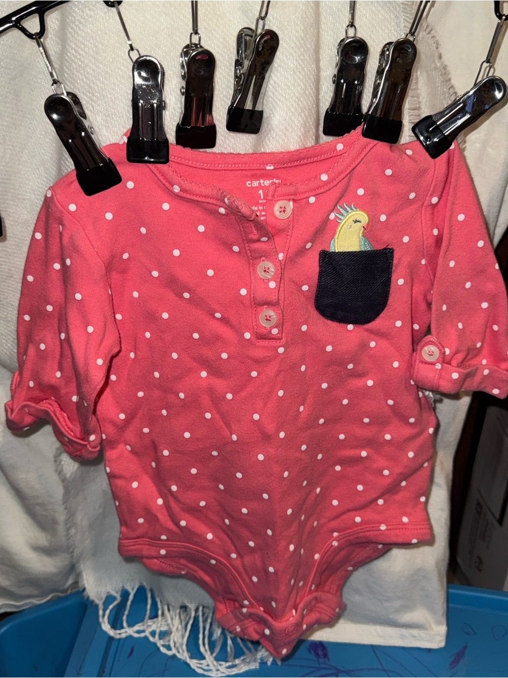 Carter's Hot Pink Infant Onesie with Polka Dot Detail